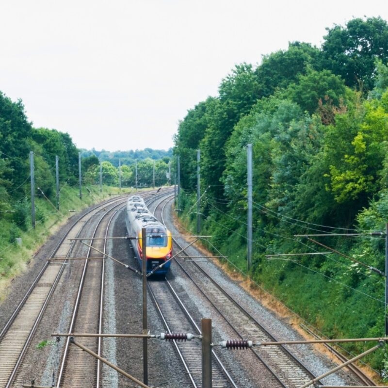 train on railway tracks